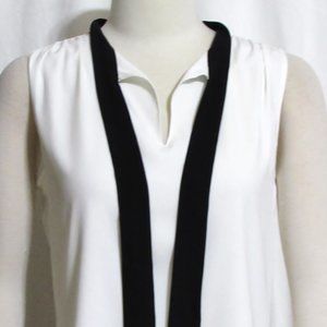 NEW Womens Ladies TOMMY HILFIGER Soft White & Black Stretch Sleeveless Top S